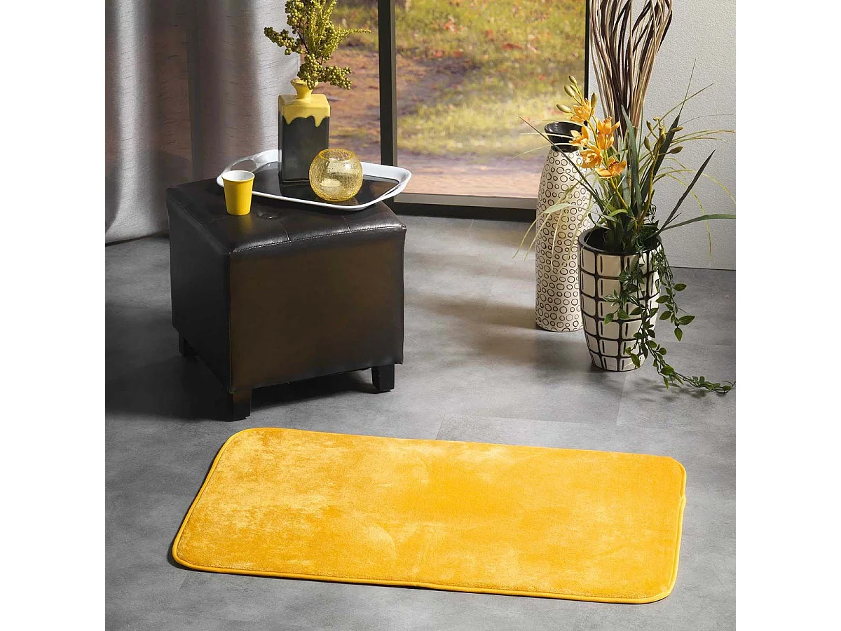 Tapis Uni en Flanelle "Flanou" 50x80cm Jaune