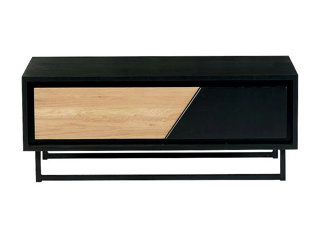 Table basse 1 tiroir bois noir et blanc ANINA