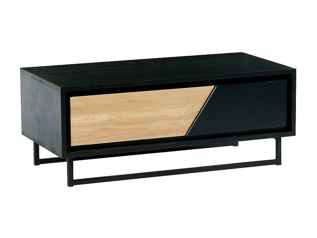 Table basse 1 tiroir bois noir et blanc ANINA