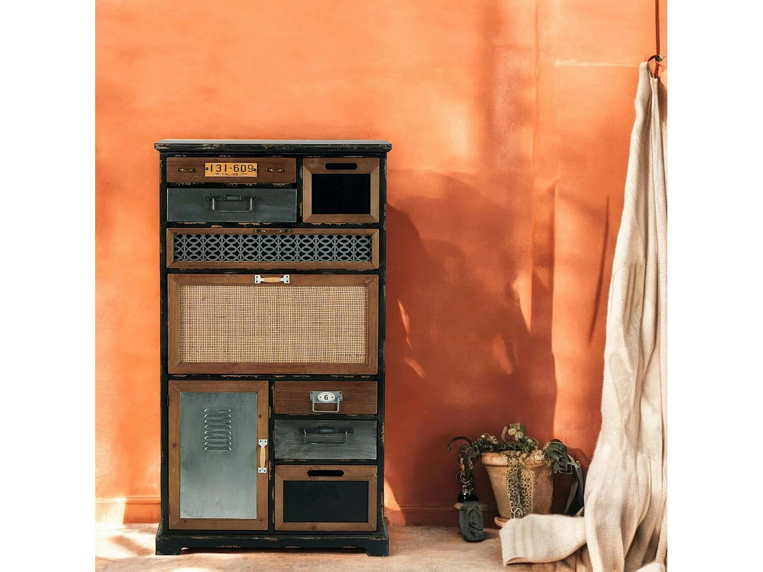 Meuble d'apothicaire 7 tiroirs 2 portes LAMPHUN