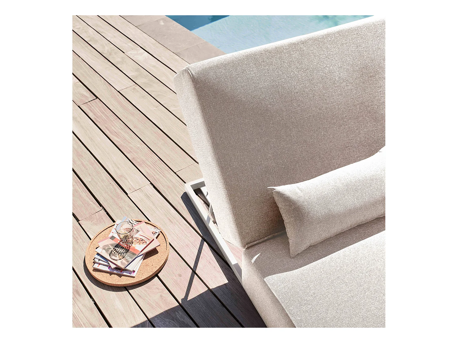 Ligstoel met 5 standen ligkussen beige