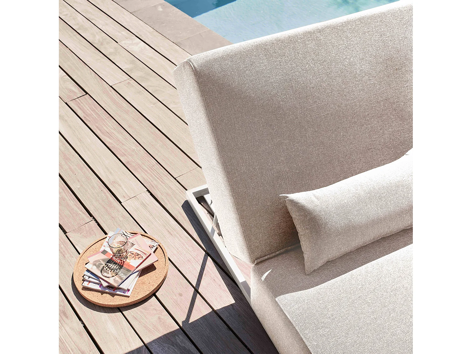 Bain de soleil avec coussin inclinable 5 positions beige - Havana