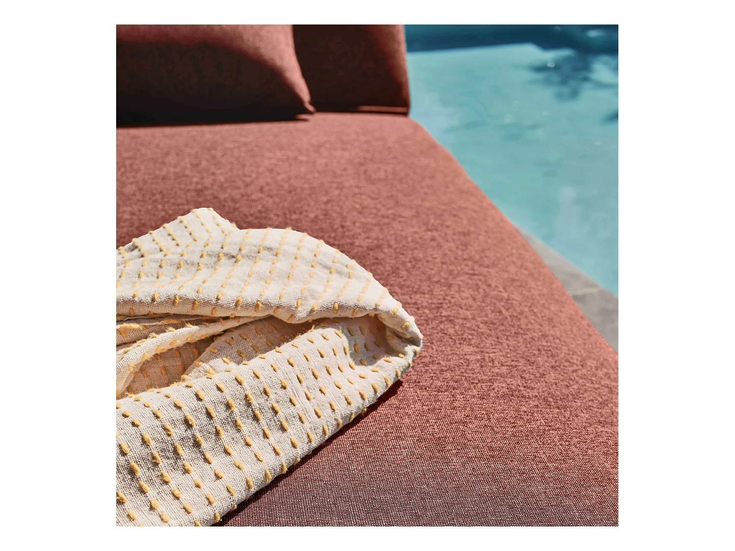 Bain de soleil avec coussin inclinable 5 positions terracotta - Havana
