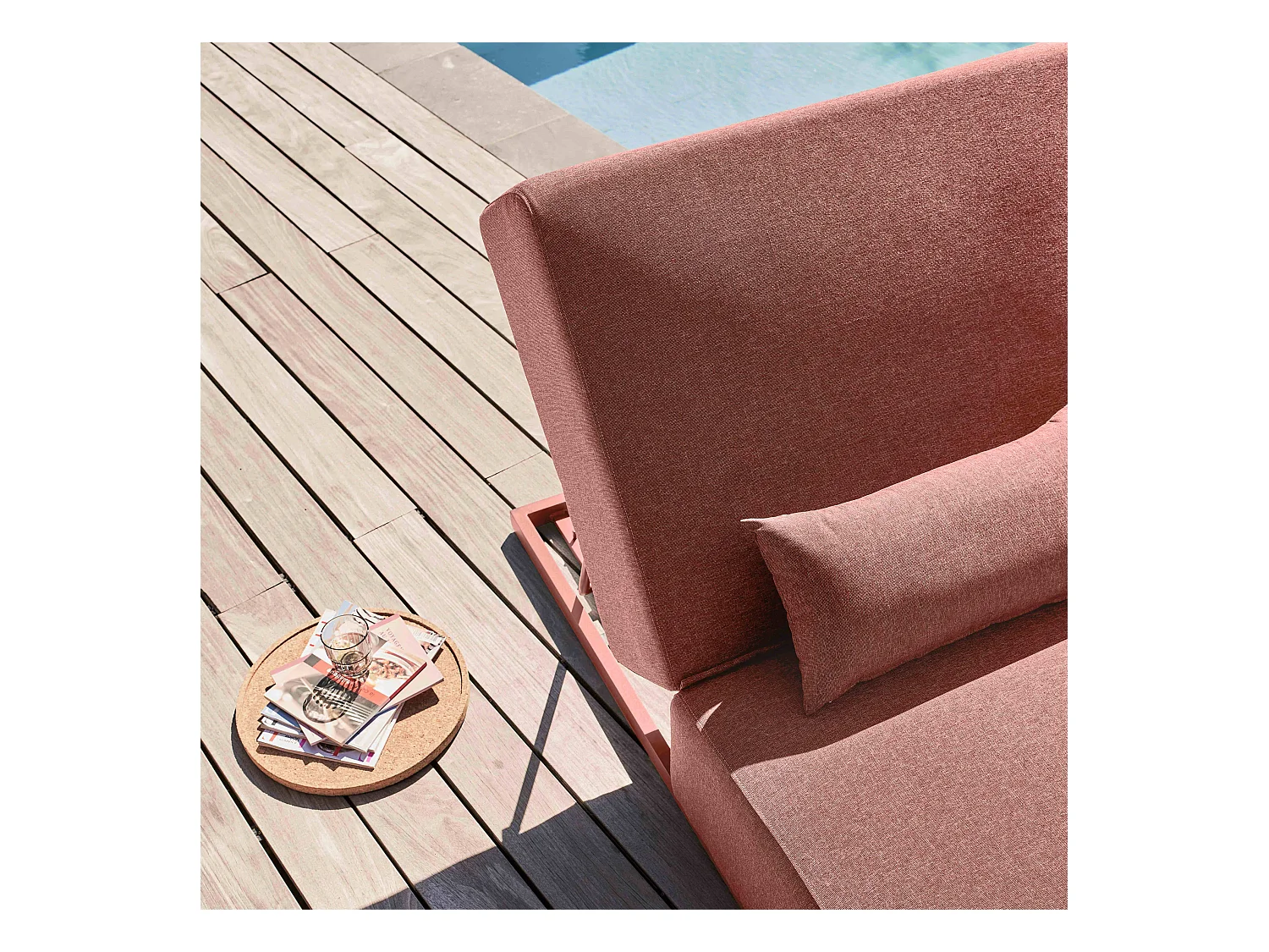 Bain de soleil avec coussin inclinable 5 positions terracotta - Havana