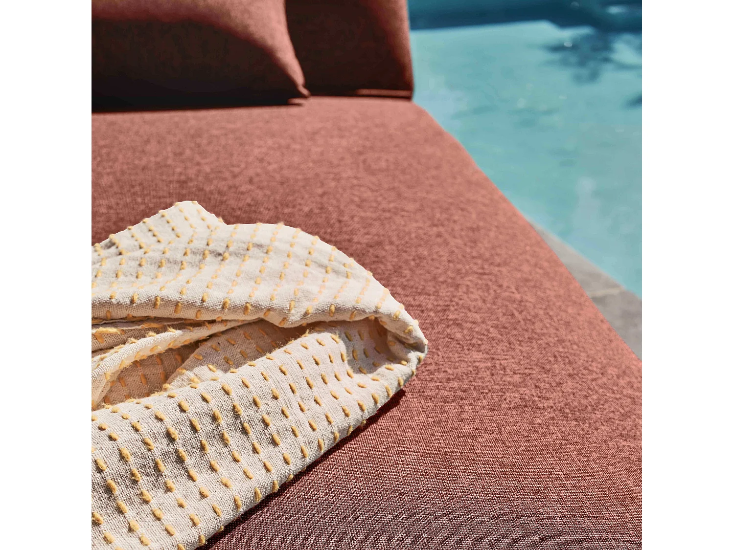 Bain de soleil avec coussin inclinable 5 positions terracotta - Havana