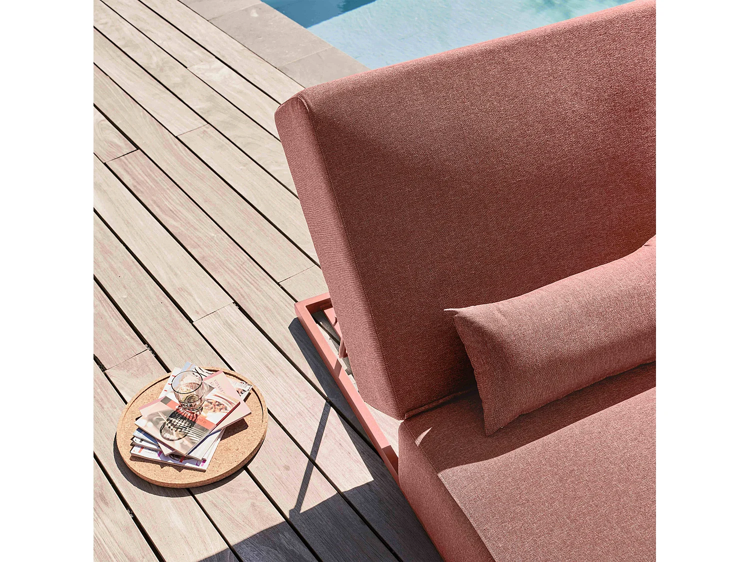 Bain de soleil avec coussin inclinable 5 positions terracotta - Havana