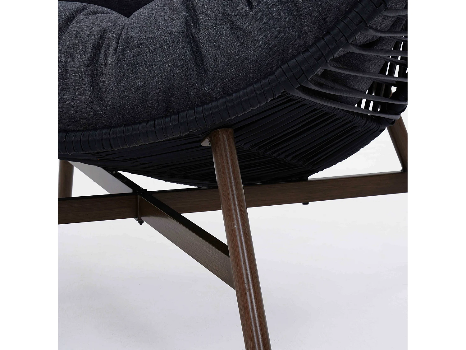 Fauteuil de jardin oeuf sur pied en rotin synthétique 142 cm noir