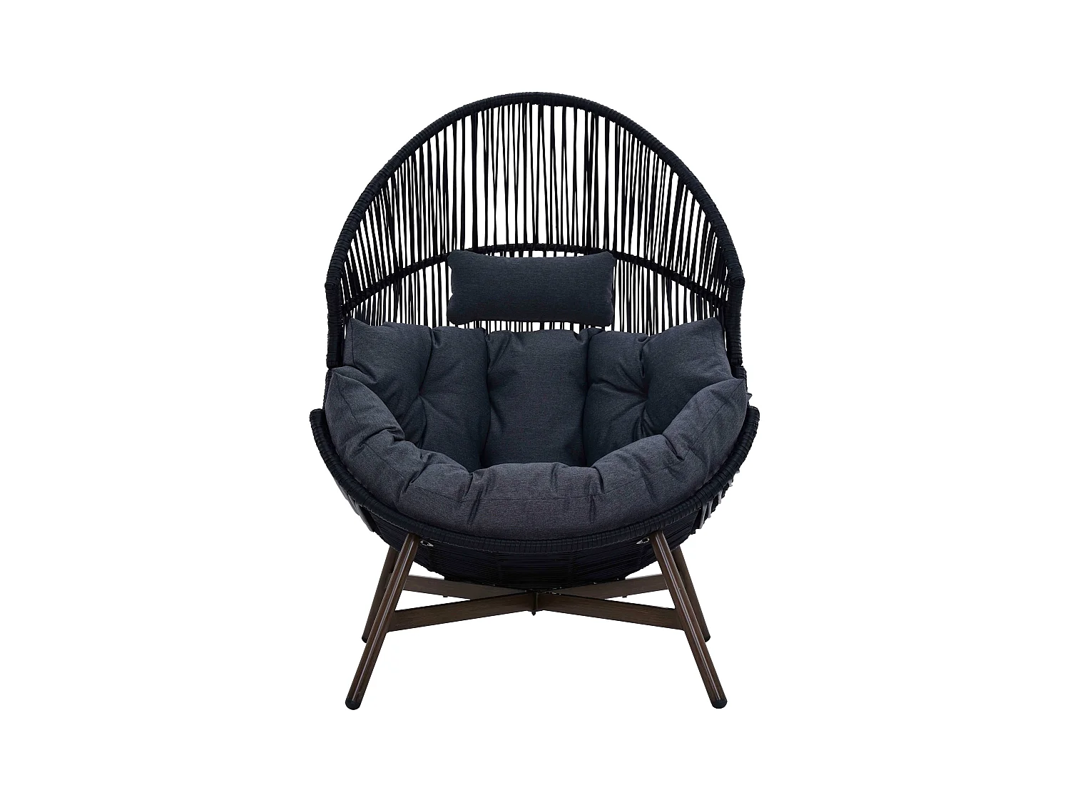 Egg tuinfauteuil op kunststof rotan onderstel 142 cm zwart