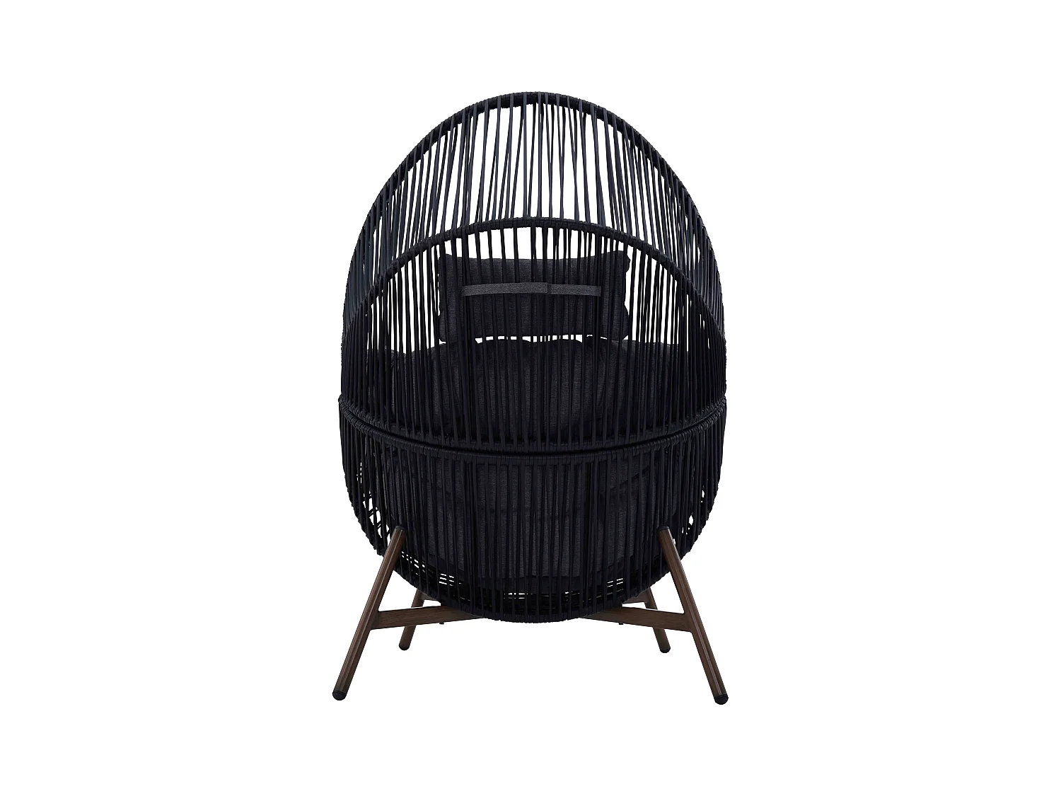 Egg tuinfauteuil op kunststof rotan onderstel 142 cm zwart