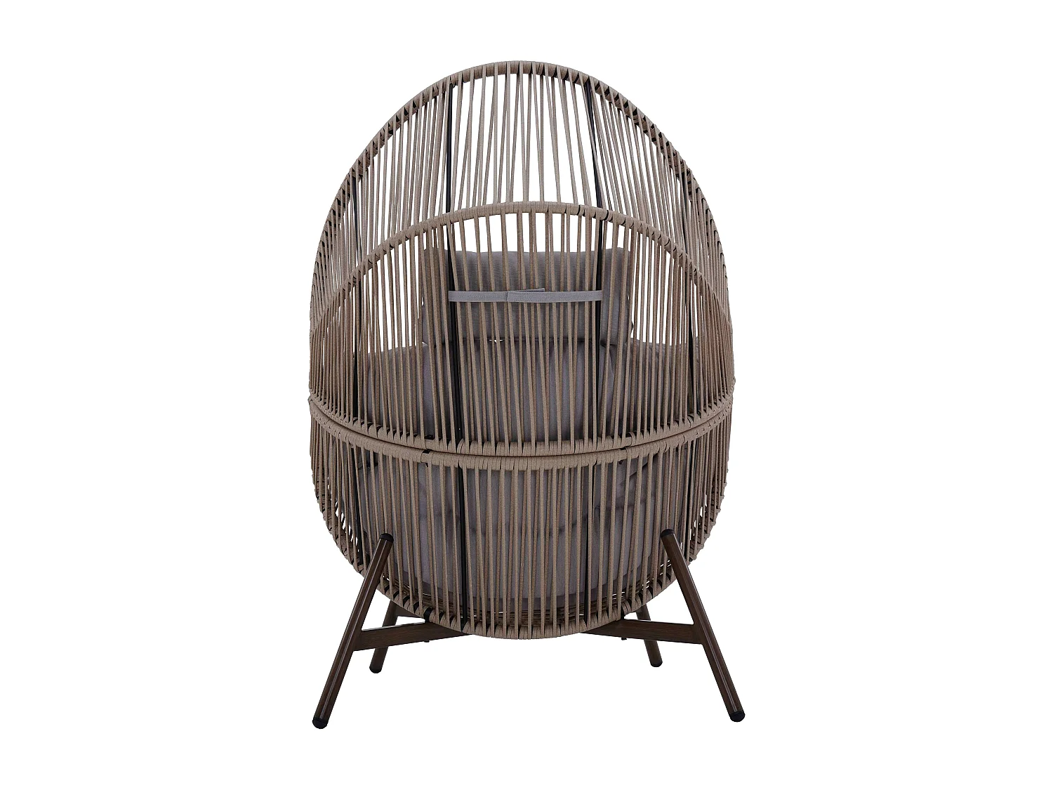 Fauteuil de jardin oeuf sur pied en rotin synthétique 142 cm beige