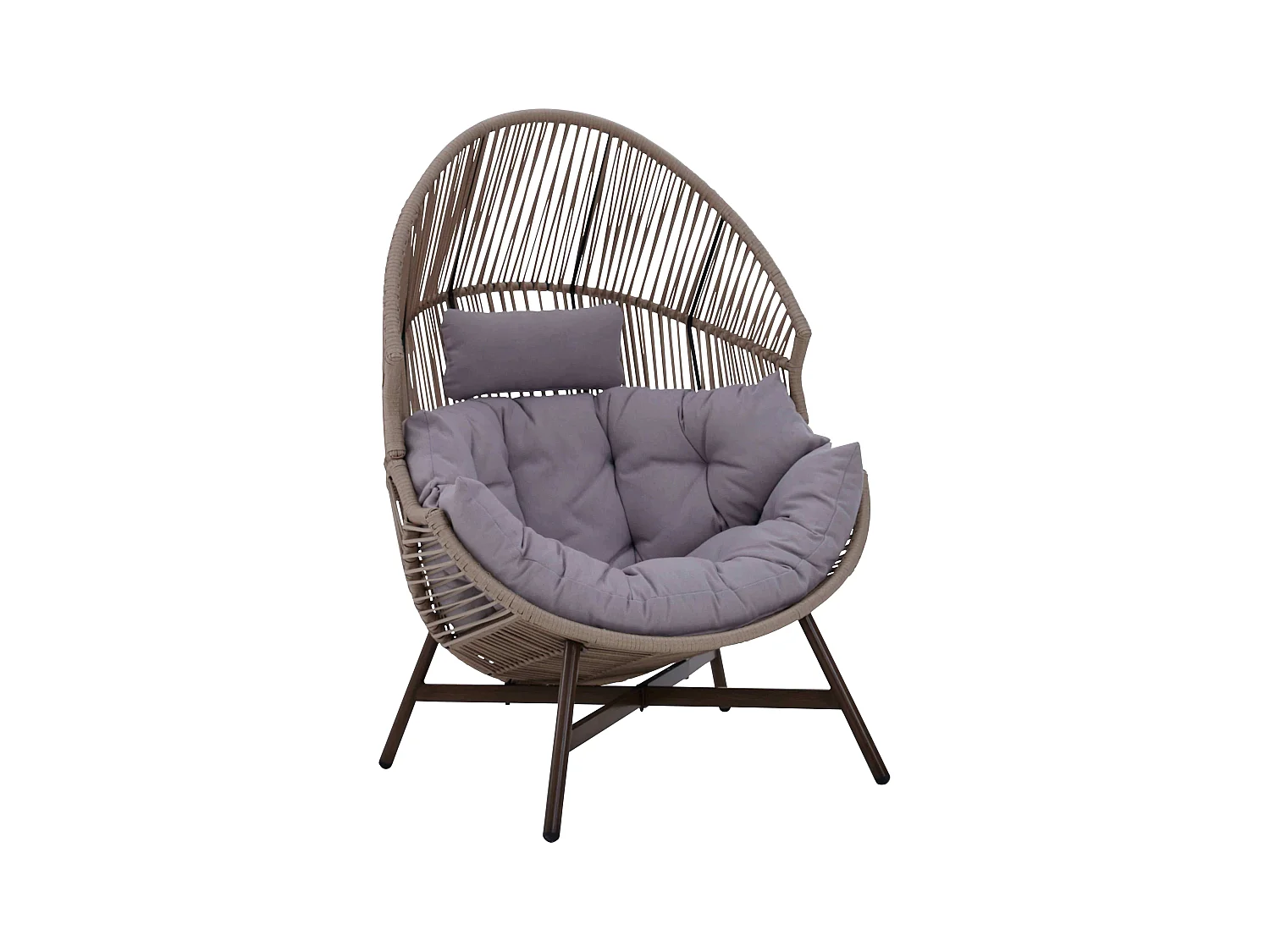 Fauteuil de jardin oeuf sur pied en rotin synthétique 142 cm beige