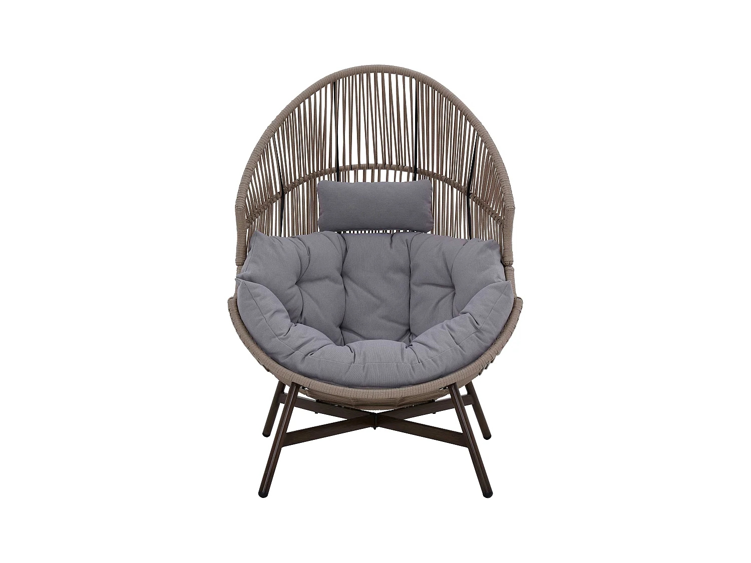 Egg tuinfauteuil op kunststof rotan onderstel 142 cm beige