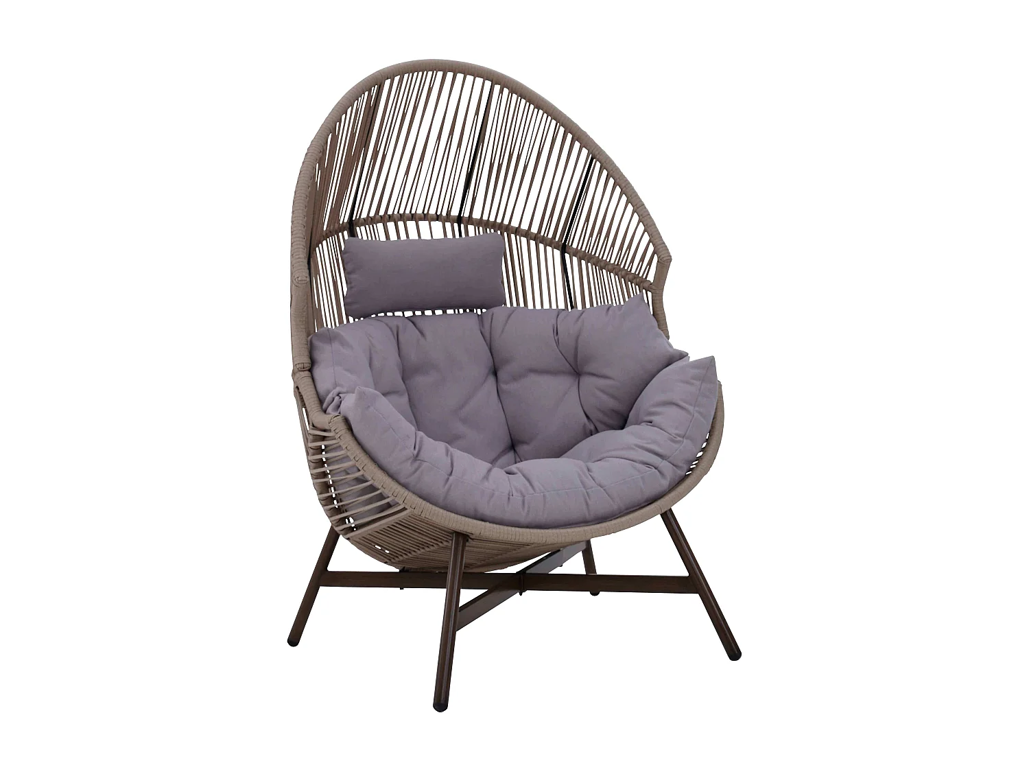 Egg tuinfauteuil op kunststof rotan onderstel 142 cm beige