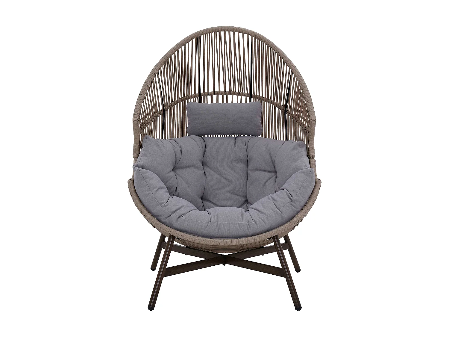 Egg tuinfauteuil op kunststof rotan onderstel 142 cm beige