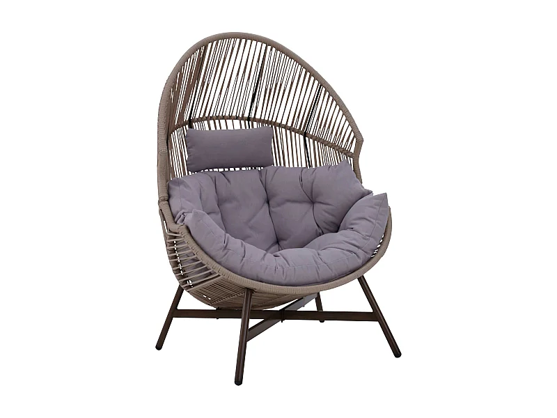 Fauteuil de jardin oeuf sur pied en rotin synthétique 142 cm beige