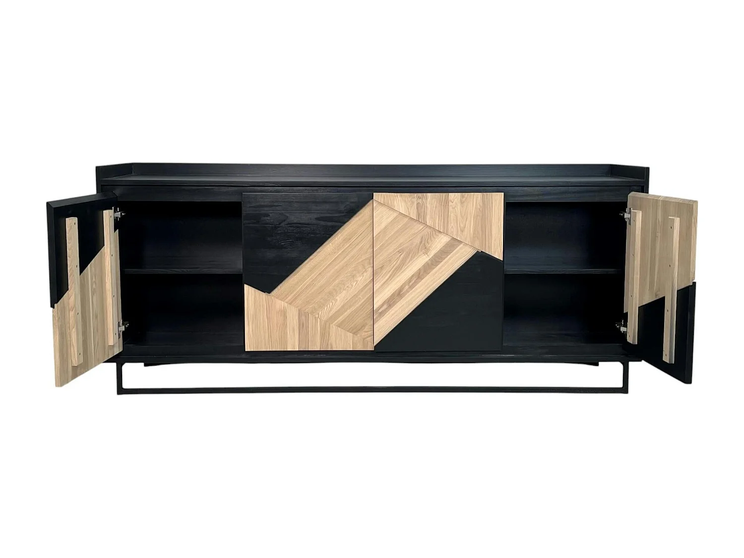 Buffet 4 portes bois noir et blanc ANINA