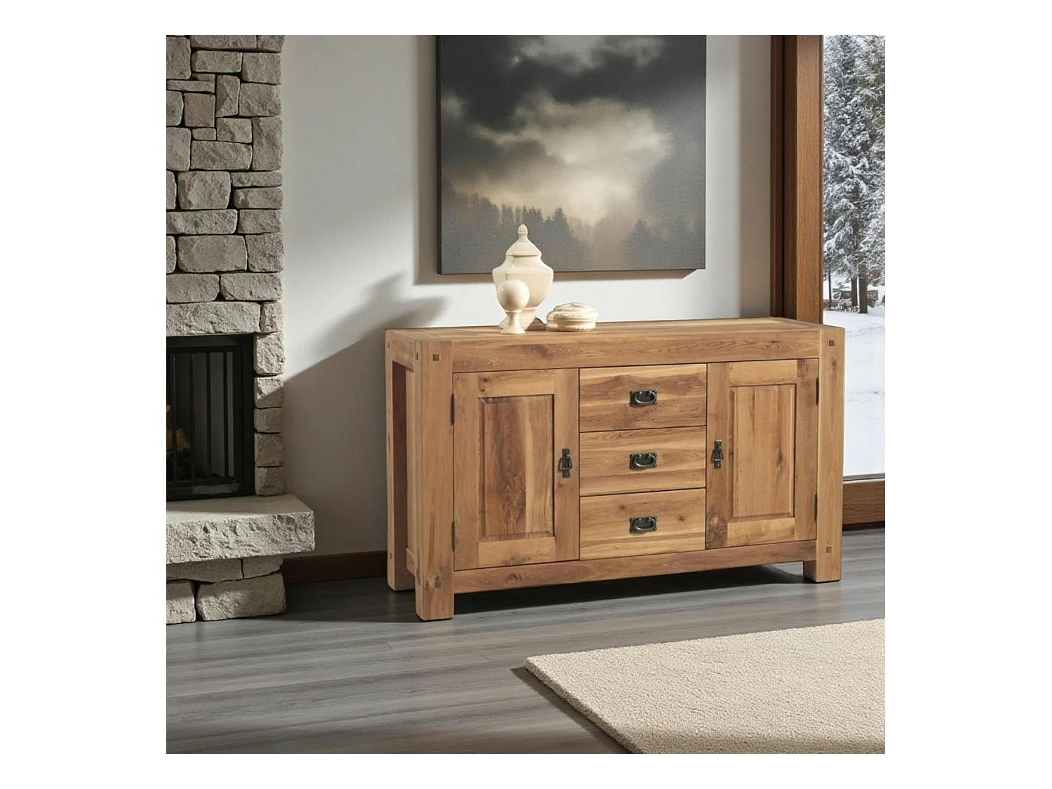 Buffet 2 portes chêne massif 150cm FJORD