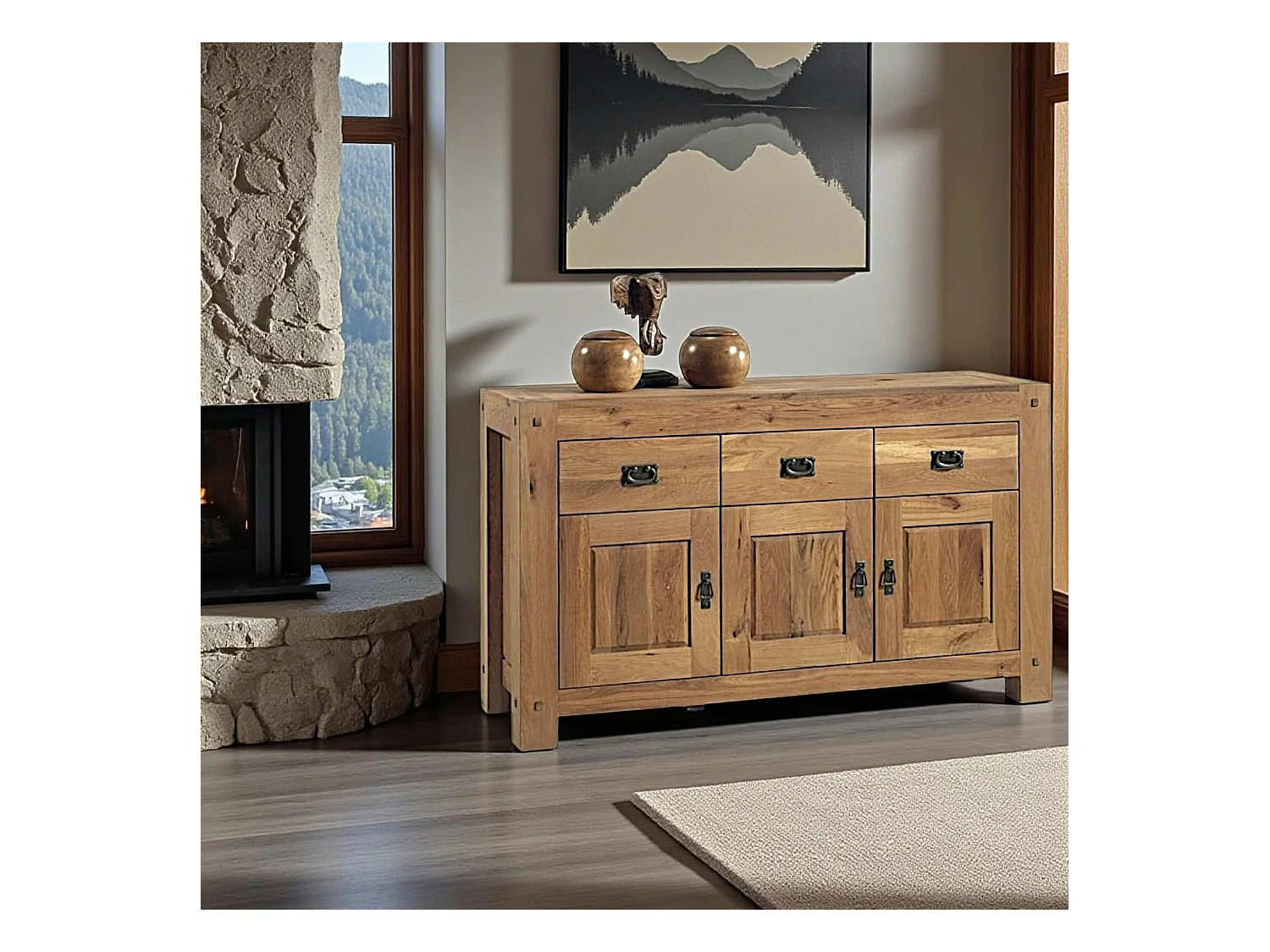 Buffet 3 portes chêne massif 150cm FJORD