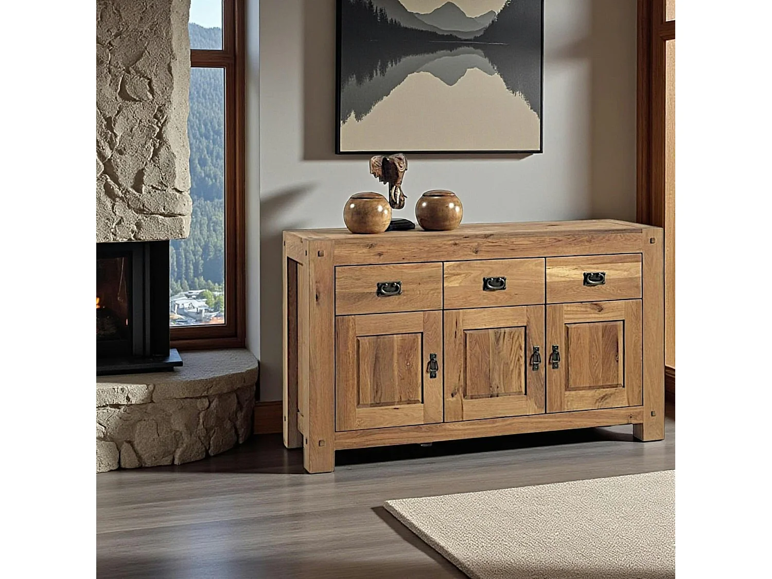 Buffet 3 portes chêne massif 150cm FJORD
