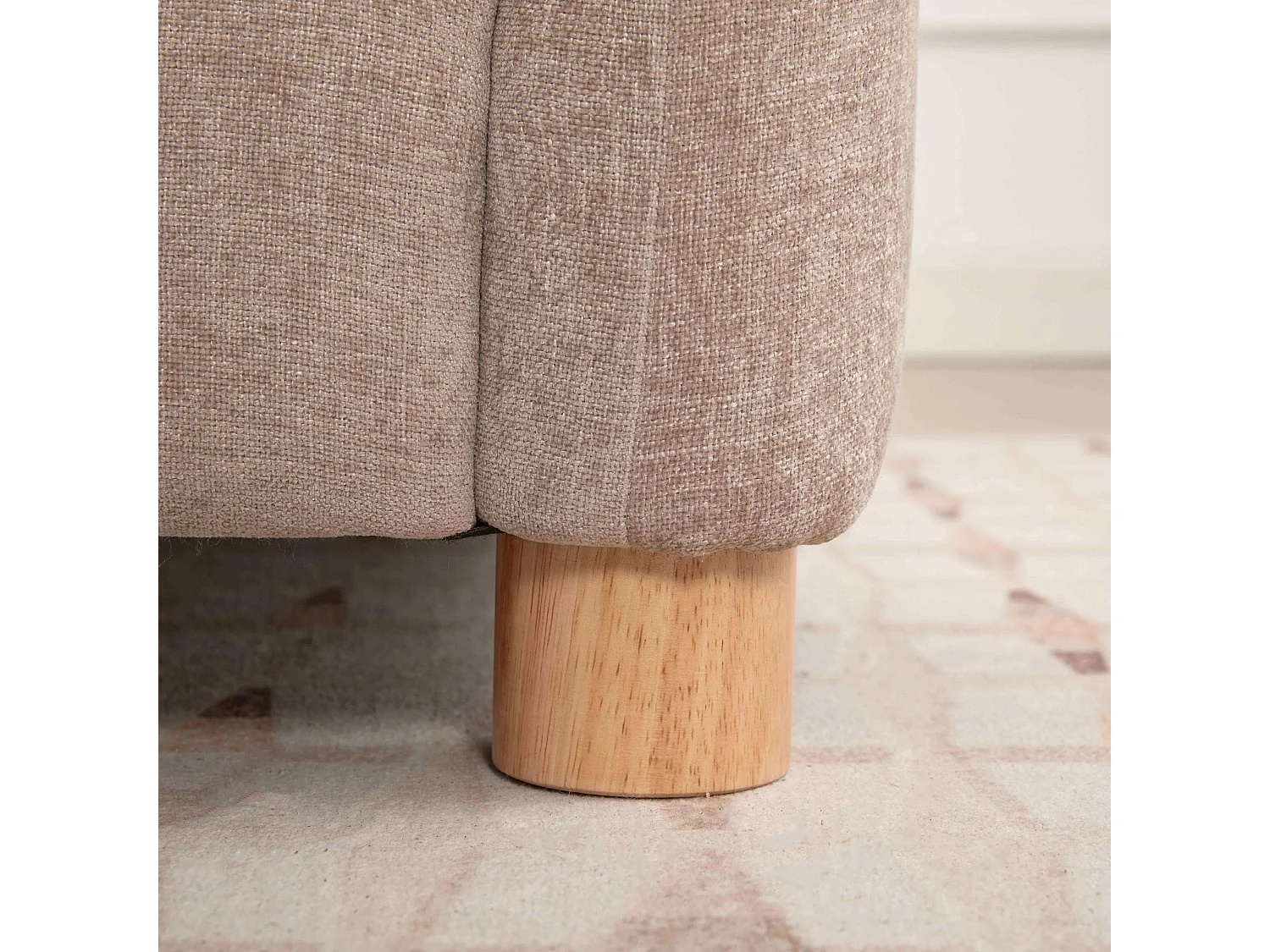 Canapé fixe en tissu 3 places beige L 231 cm