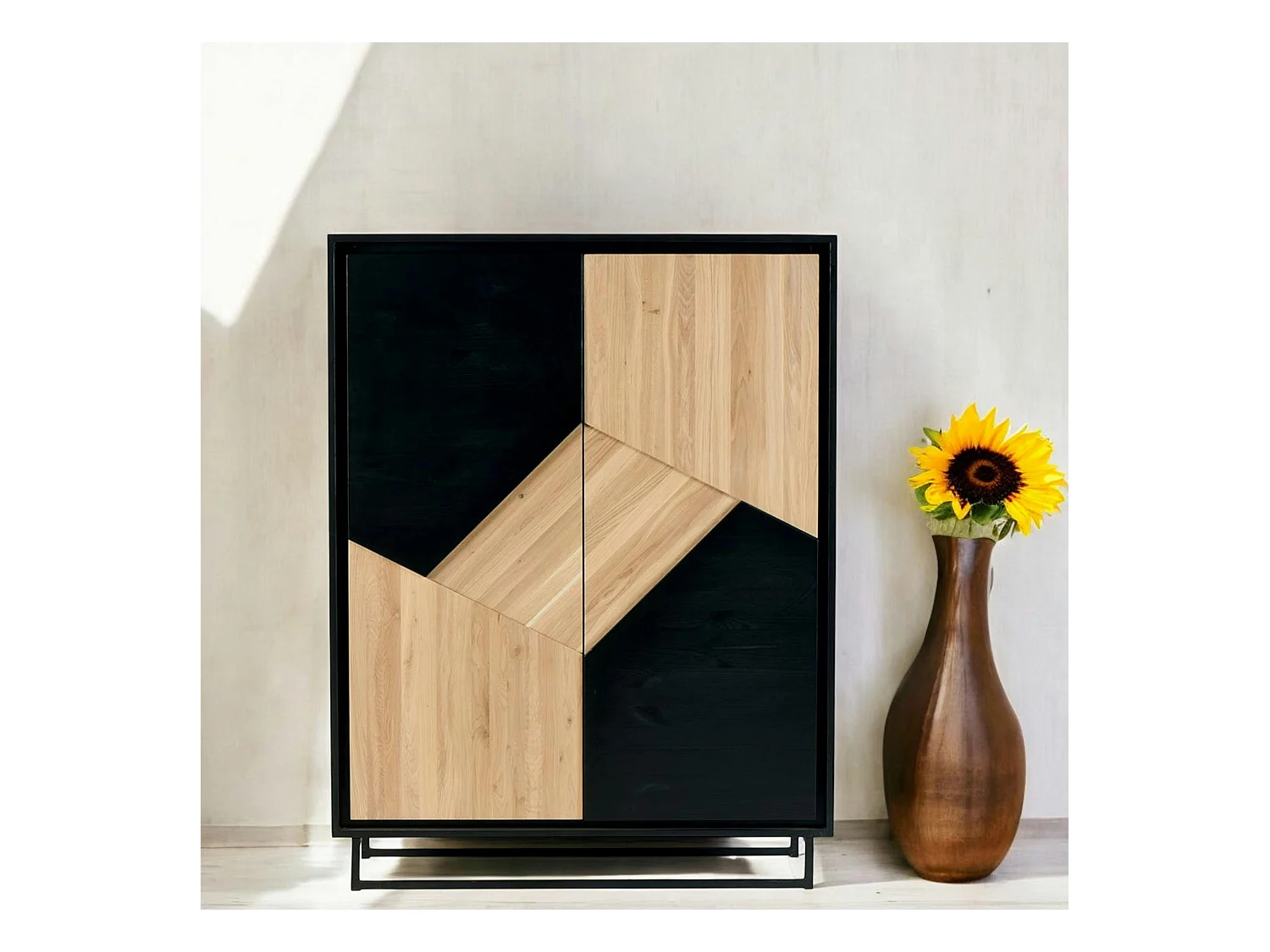 Buffet haut bois noir et blanc ANINA