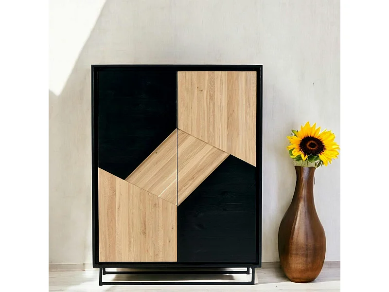 Buffet haut bois noir et blanc ANINA