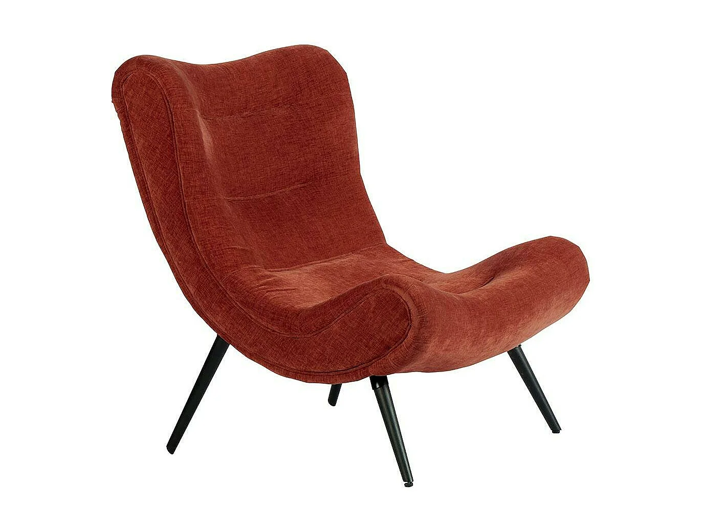 Fauteuil et pouf assortis tissu terracotta MALMOE