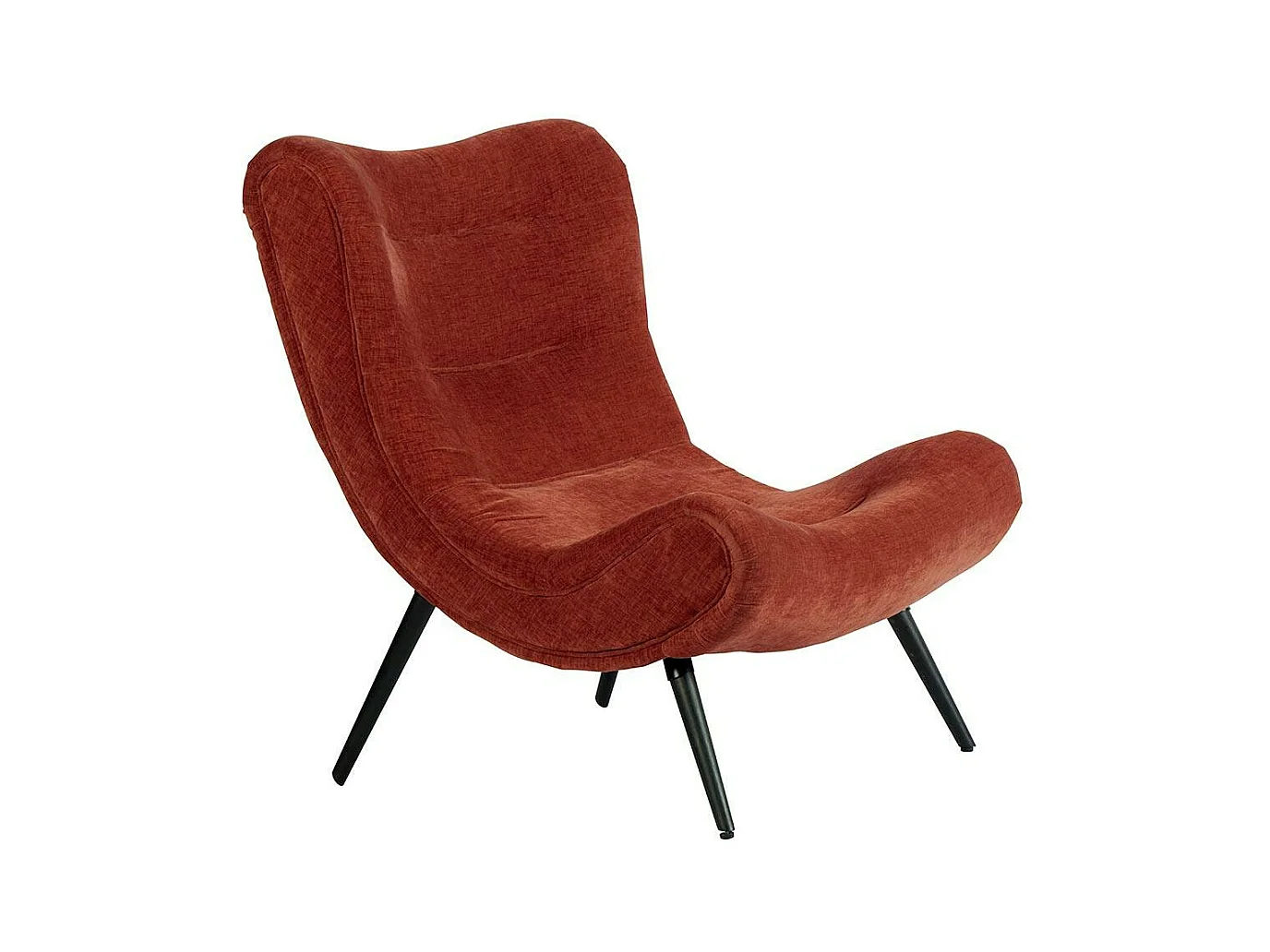 Fauteuil et pouf assortis tissu terracotta MALMOE