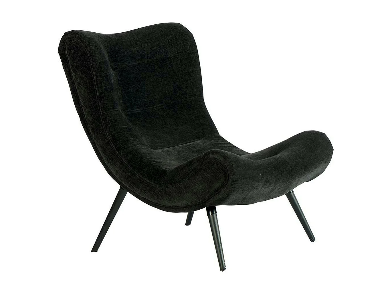 Fauteuil et pouf assortis tissu noir MALMOE