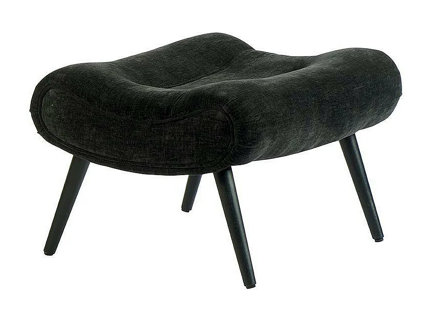 Fauteuil et pouf assortis tissu noir MALMOE