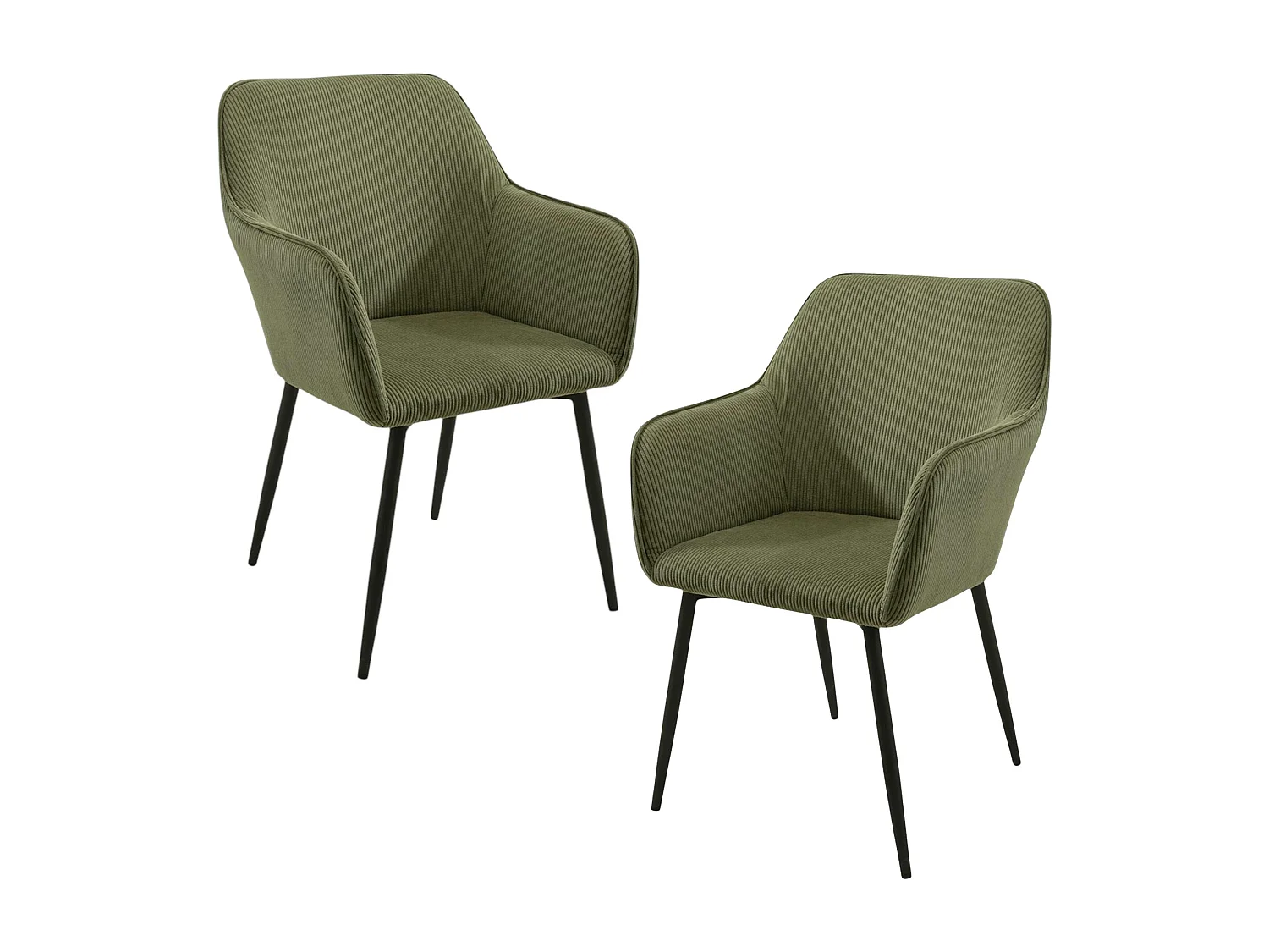 Fauteuil de table tissu cotelé vert (lot de 2) MALMOE