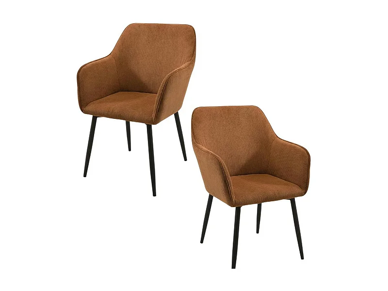 Fauteuil de table tissu cotelé brun (lot de 2) MALMOE