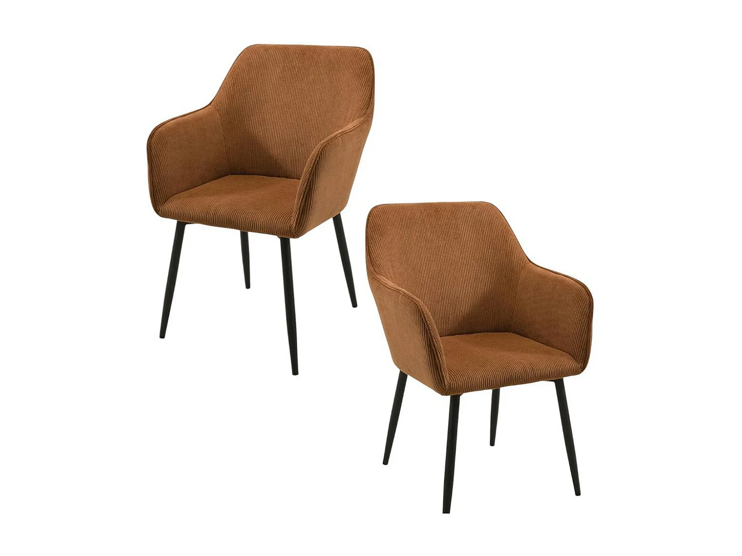 Fauteuil de table tissu cotelé brun (lot de 2) MALMOE