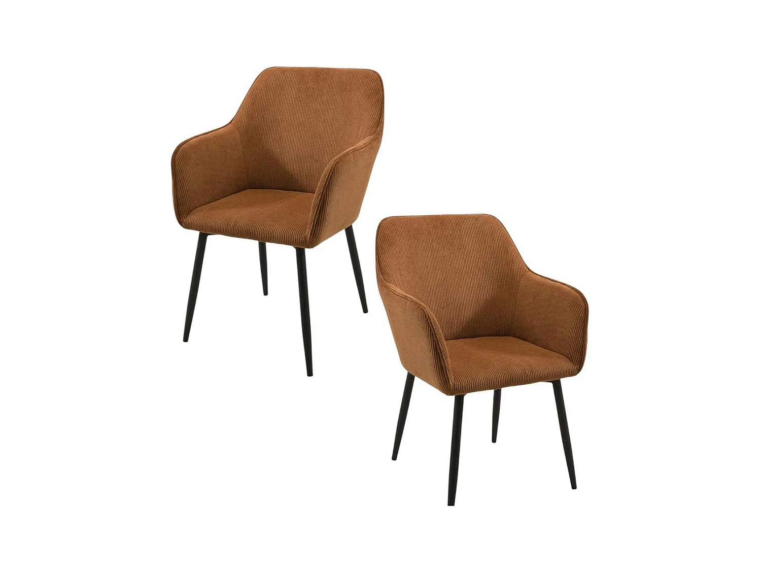 Fauteuil de table tissu cotelé brun (lot de 2) MALMOE