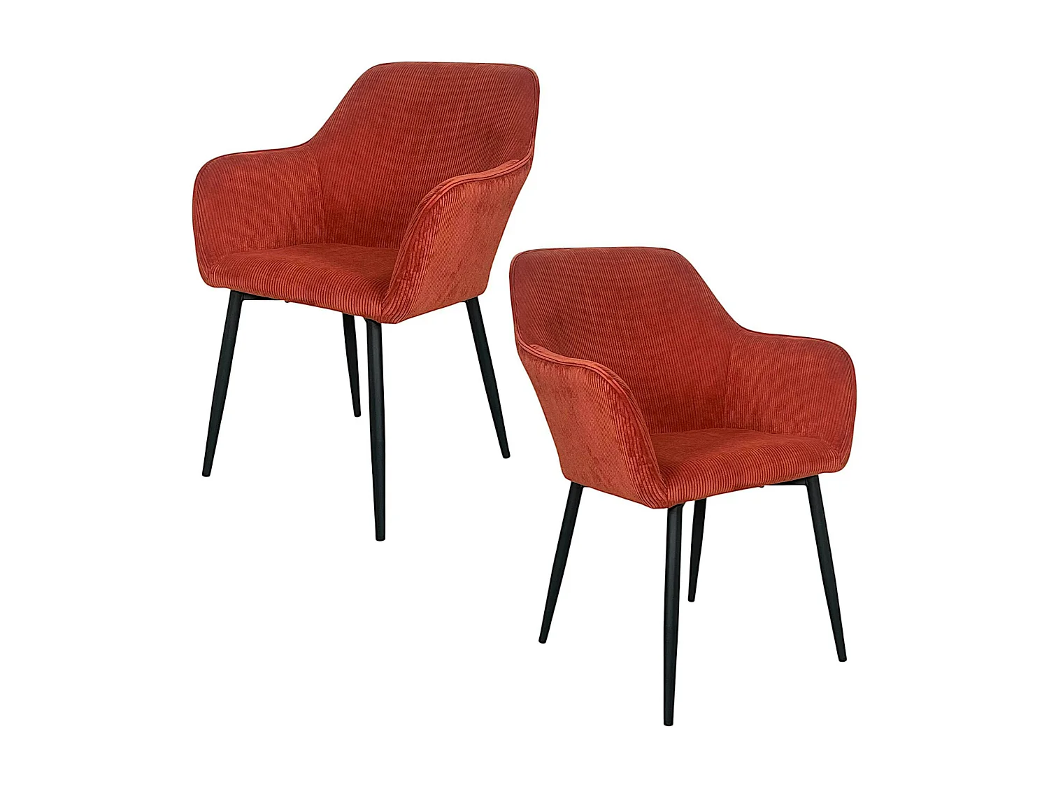 Fauteuil de table tissu cotelé terracotta (lot de 2) MALMOE