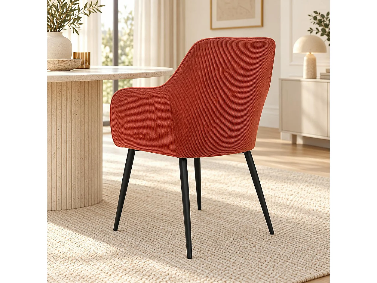 Fauteuil de table tissu cotelé terracotta (lot de 2) MALMOE