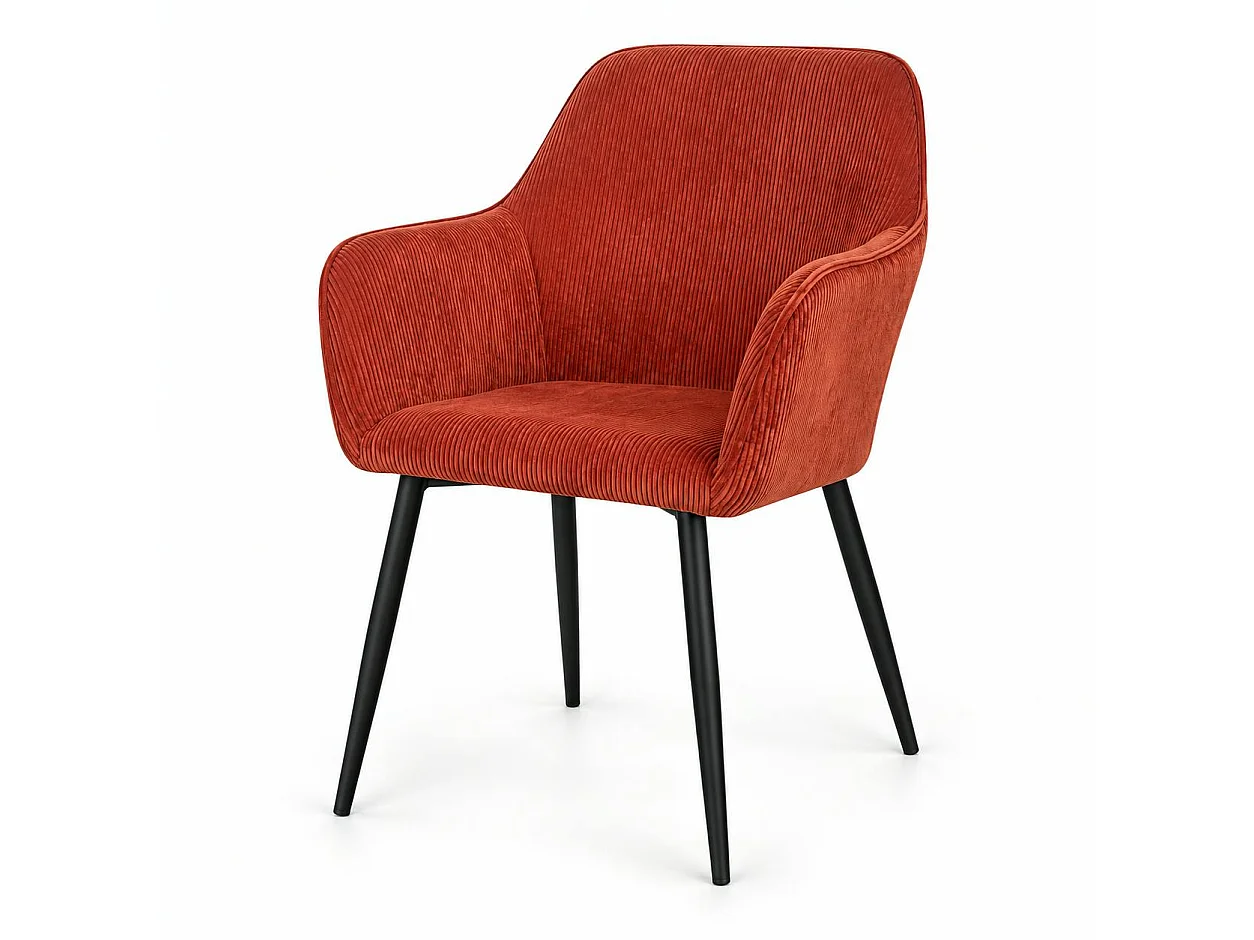 Fauteuil de table tissu cotelé terracotta (lot de 2) MALMOE