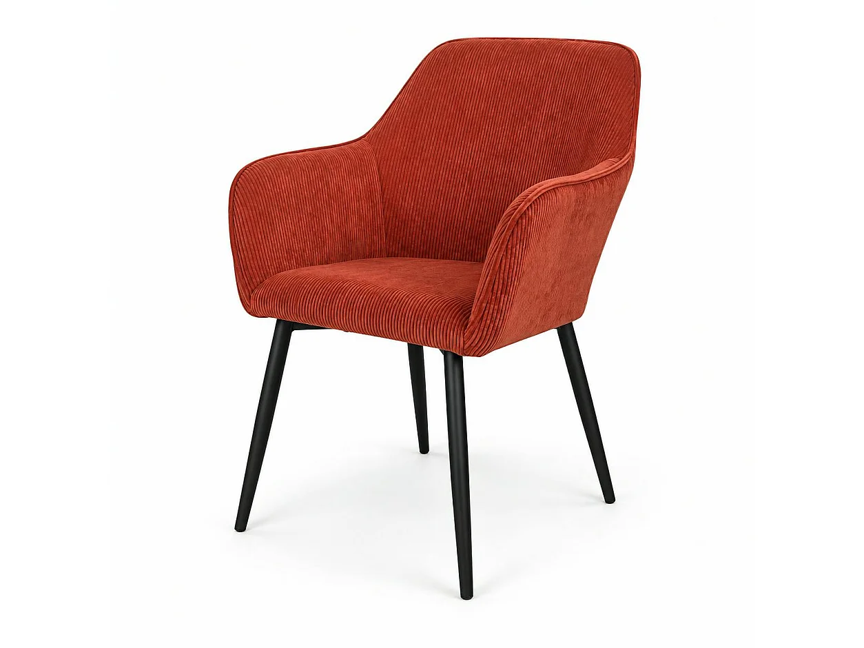 Fauteuil de table tissu cotelé terracotta (lot de 2) MALMOE