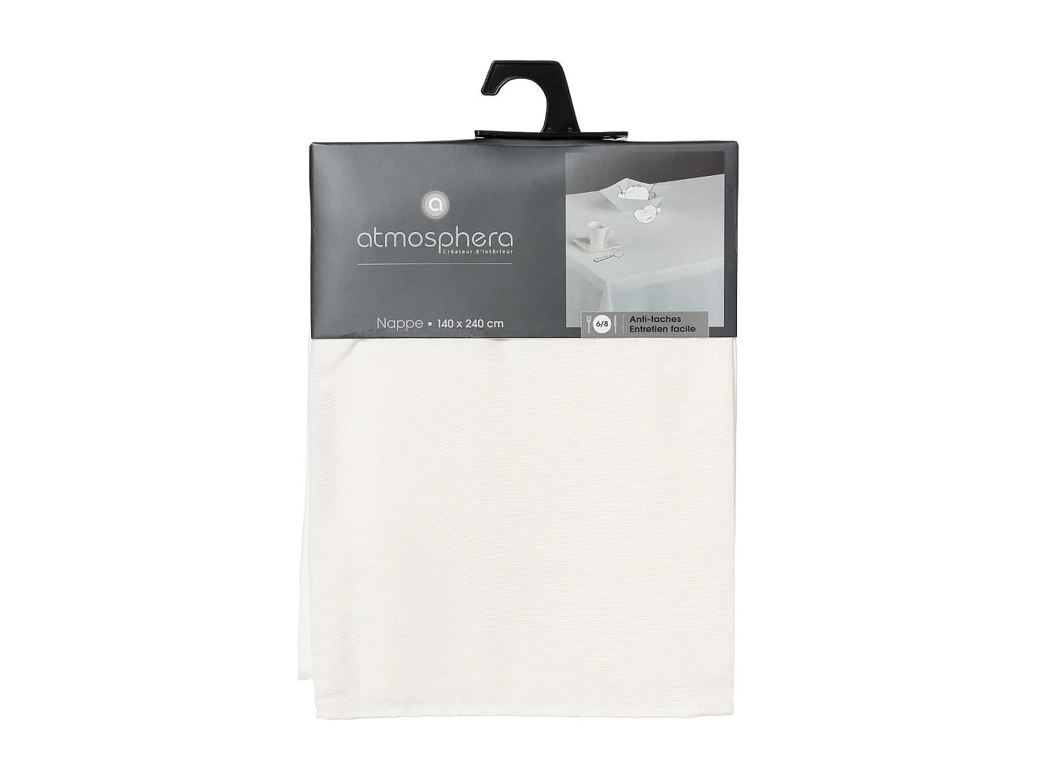 Nappe Antitache "Jacquard Carré" 140x240cm Ivoire