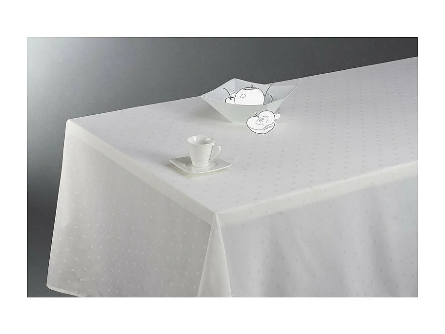 Nappe Antitache "Jacquard Carré" 140x240cm Ivoire