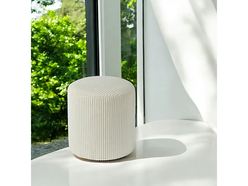 Pouf rond velours côtelé blanc (lot de 2) MALMOE