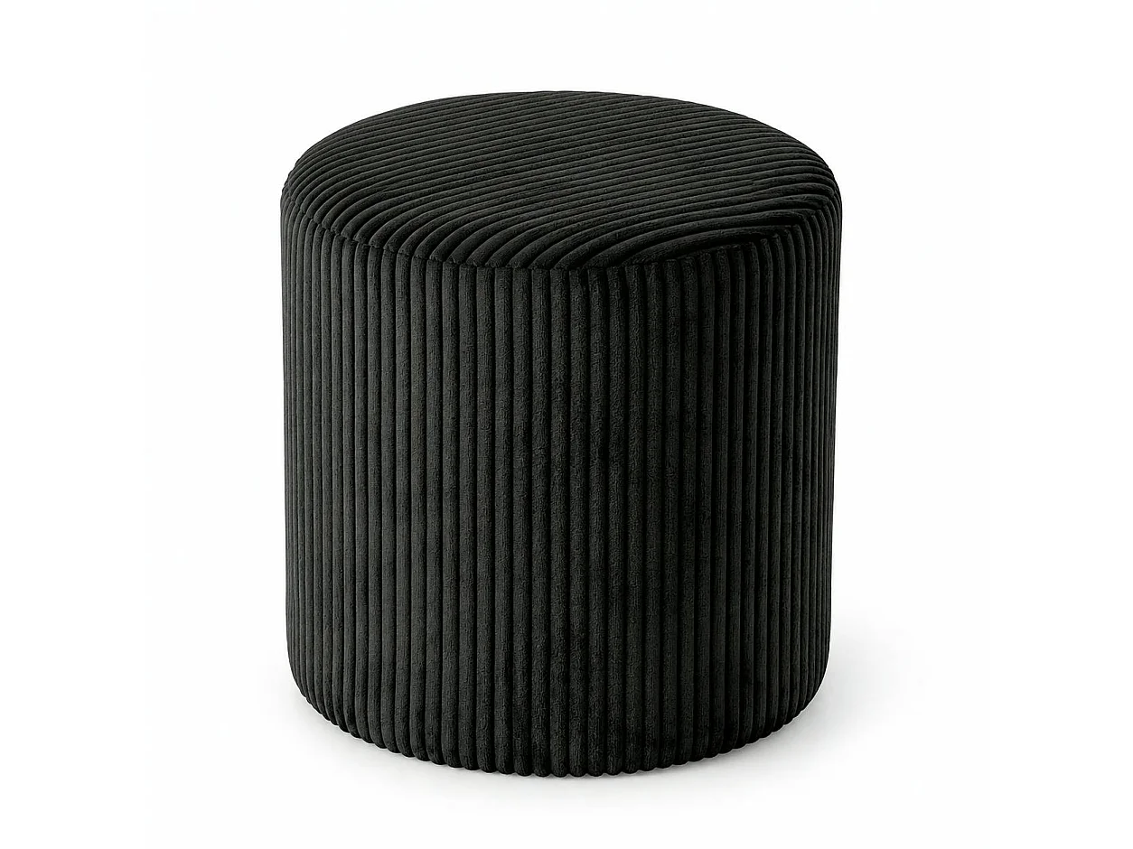 Pouf rond velours côtelé noir (lot de 2) MALMOE