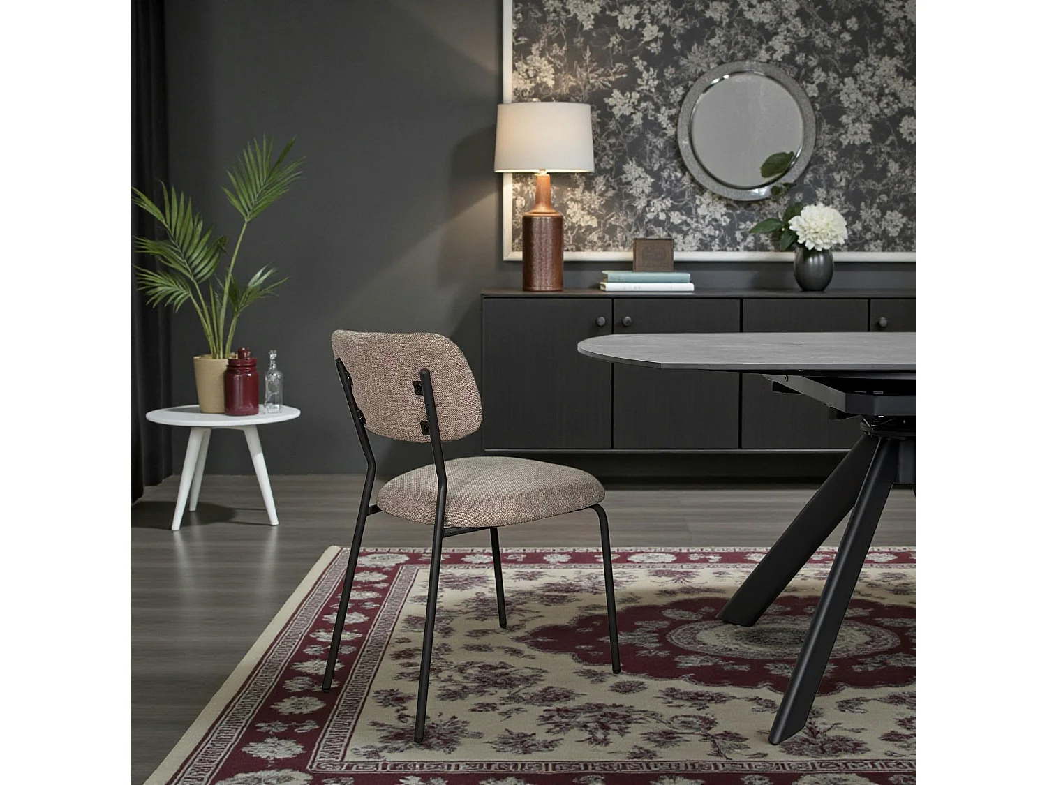 Chaise tissu brun taupe style écolier (lot de 2) MALANG