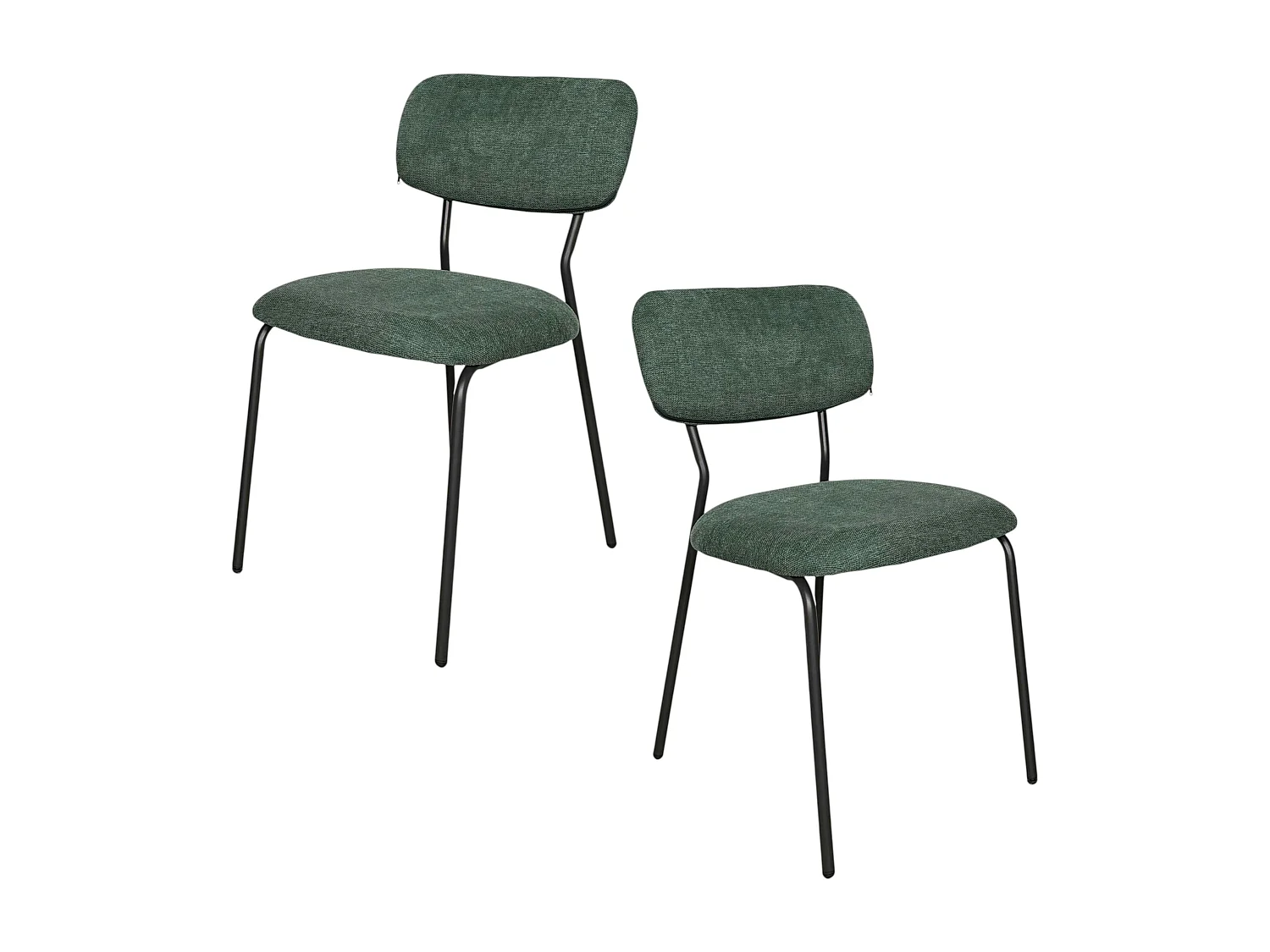 Chaise tissu vert foncé style écolier (lot de 2) MALANG
