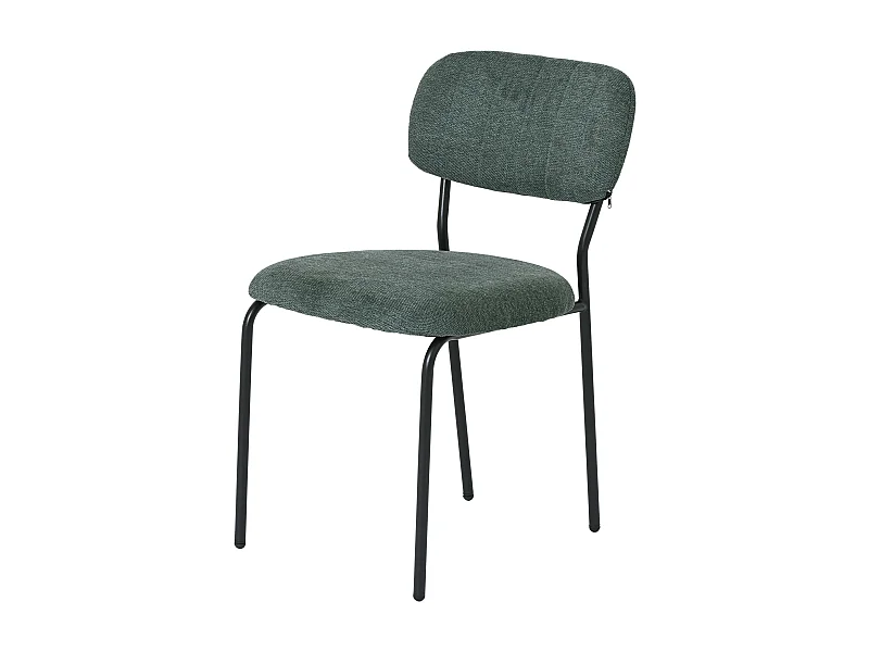 Chaise tissu vert foncé style écolier (lot de 2) MALANG