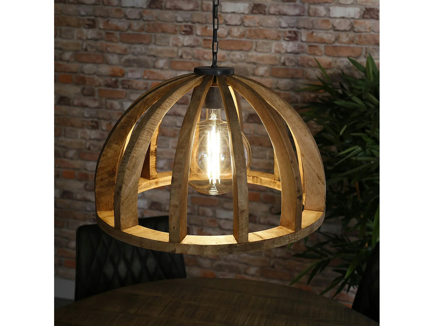 Suspension en bois ronde ajourée LUCKNOW