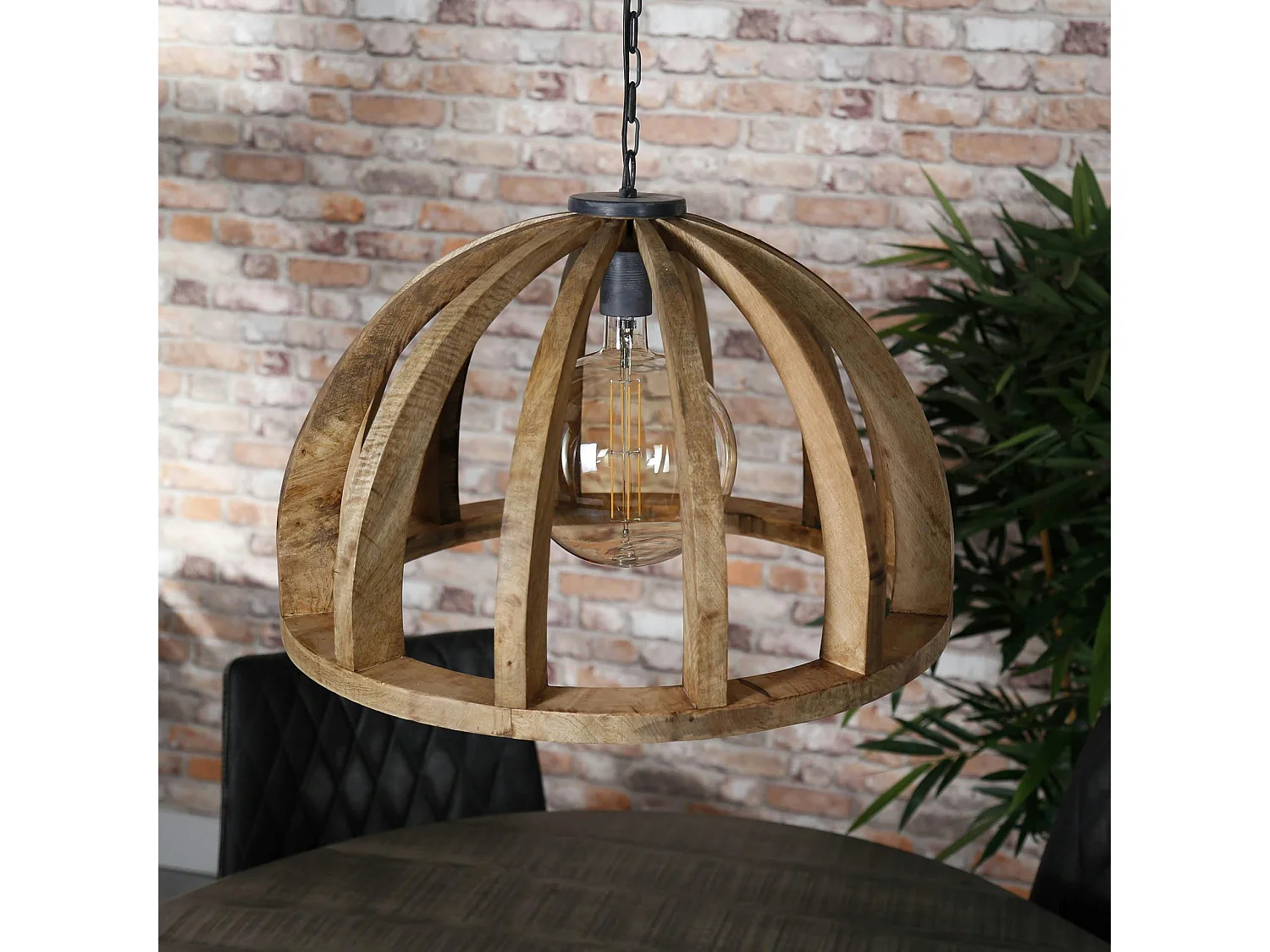 Suspension en bois ronde ajourée LUCKNOW