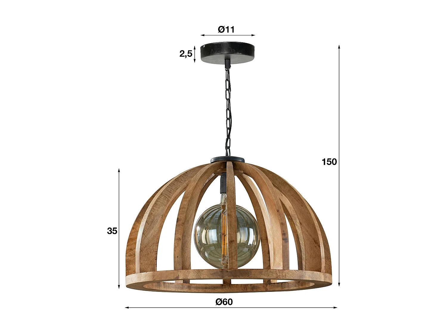 Suspension en bois ronde ajourée LUCKNOW