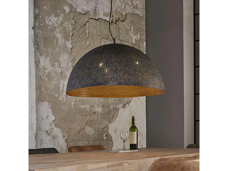 Suspension industrielle demi-lune ajourée marron noir RALF