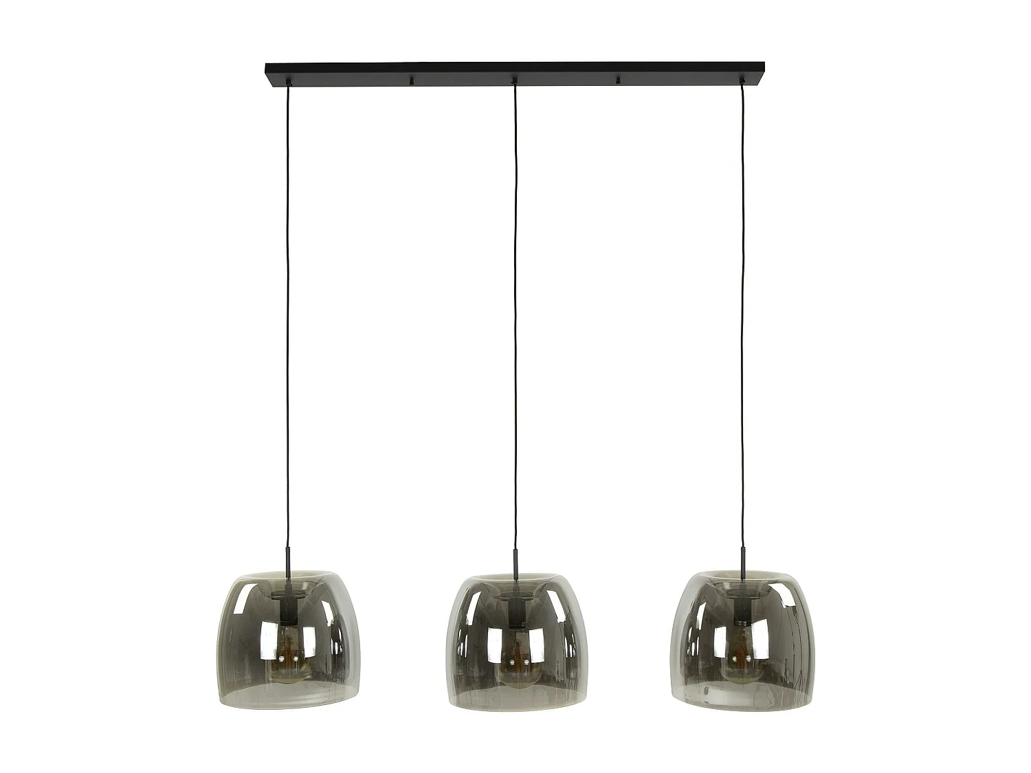 Suspension de table à manger en verre fumé forme cloche 3 abat-jour NIAGARA